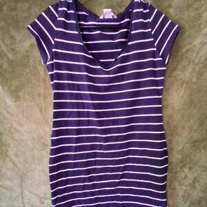 h&m navy and white scoop neck bodycon dress medium